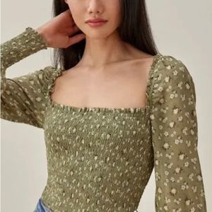 Reformation Pinto Top Size M in Green Floral